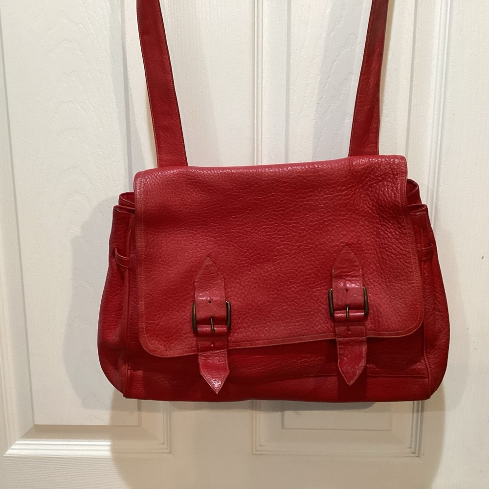 Sharif Red Leather Shoulder Bag